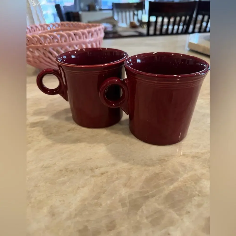 Fiesta ware cinnabar coffee mugs x2